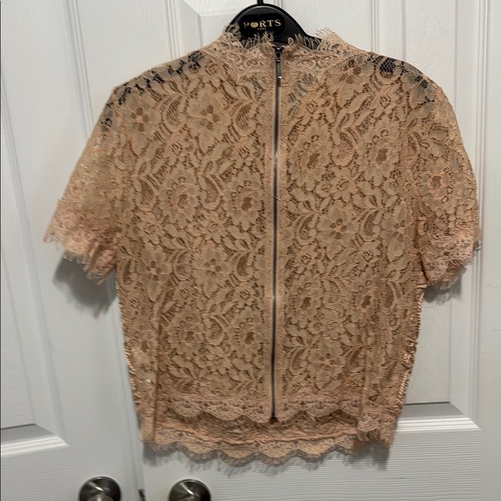 Zara Tan Ruched Ruffled Blouse - Picture 5 of 5